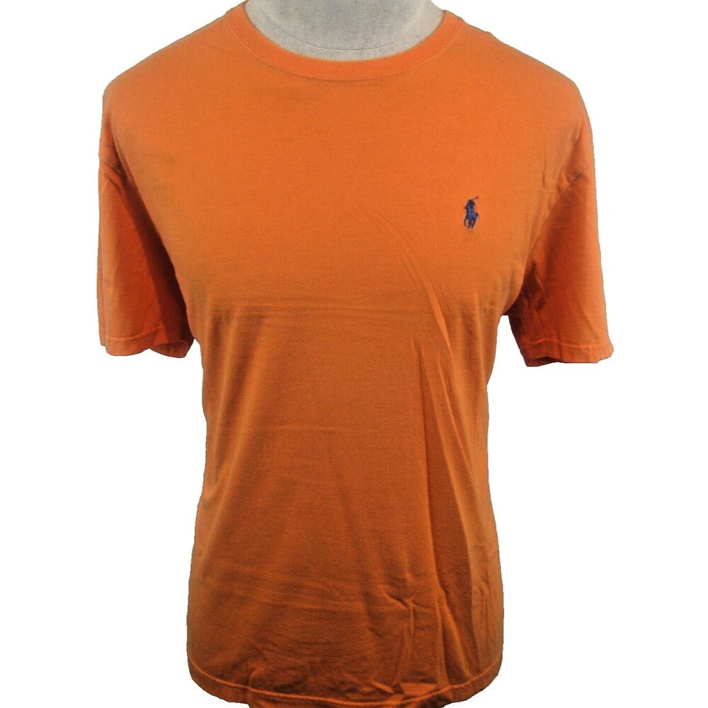 Mens Polo Ralph Lauren Orange SS Cotton Crew Neck Casual T-Shirt sz Lg
